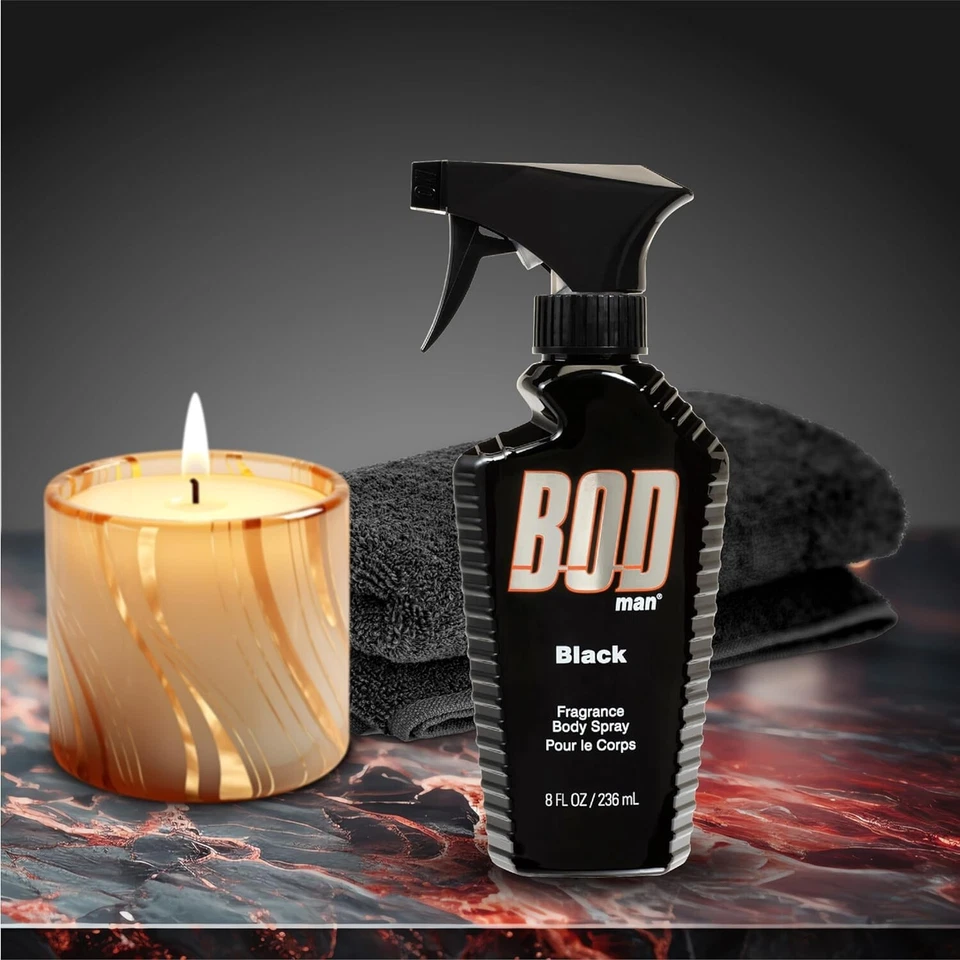 bod man fragrance body spray 3 pack black 8 fl oz | men’s deodorant & body spray | long-lasting fresh scent