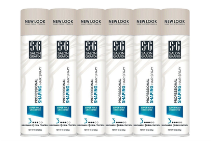 Salon Grafix Shaping Hair Spray 6 Pack 10 oz | Super Hold Unscented Hair Spray | Professional Styling Spray