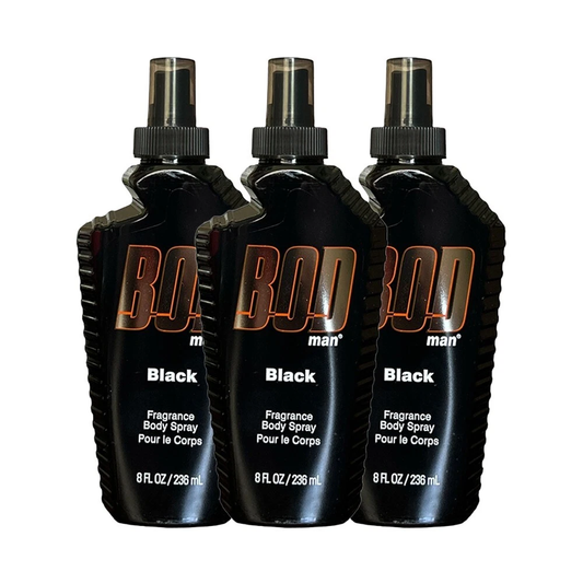 BOD Man Fragrance Body Spray 3 Pack Black 8 fl oz | Men’s Deodorant & Body Spray | Long-Lasting Fresh Scent