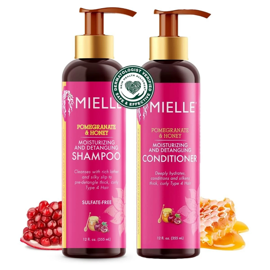 Mielle Organics Pomegranate & Honey Shampoo & Conditioner Set 12 oz Each | Moisturizing Hair Care | Curl Enhancing & Nourishing Duo