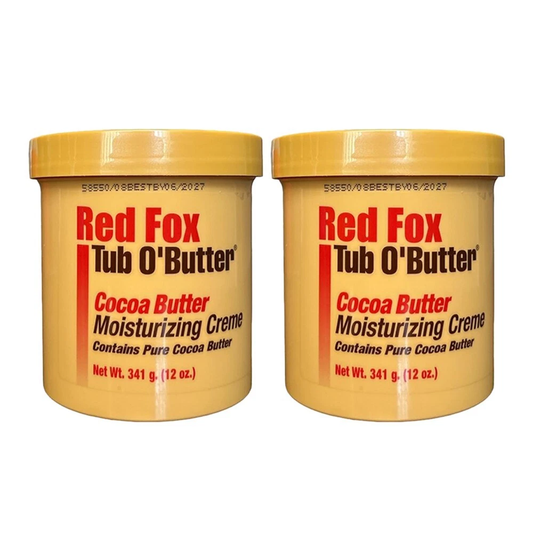 Red Fox Tub O' Butter Cocoa 2 Pack 12 oz | Moisturizing Body Creme | Hydrating & Nourishing Skin Care