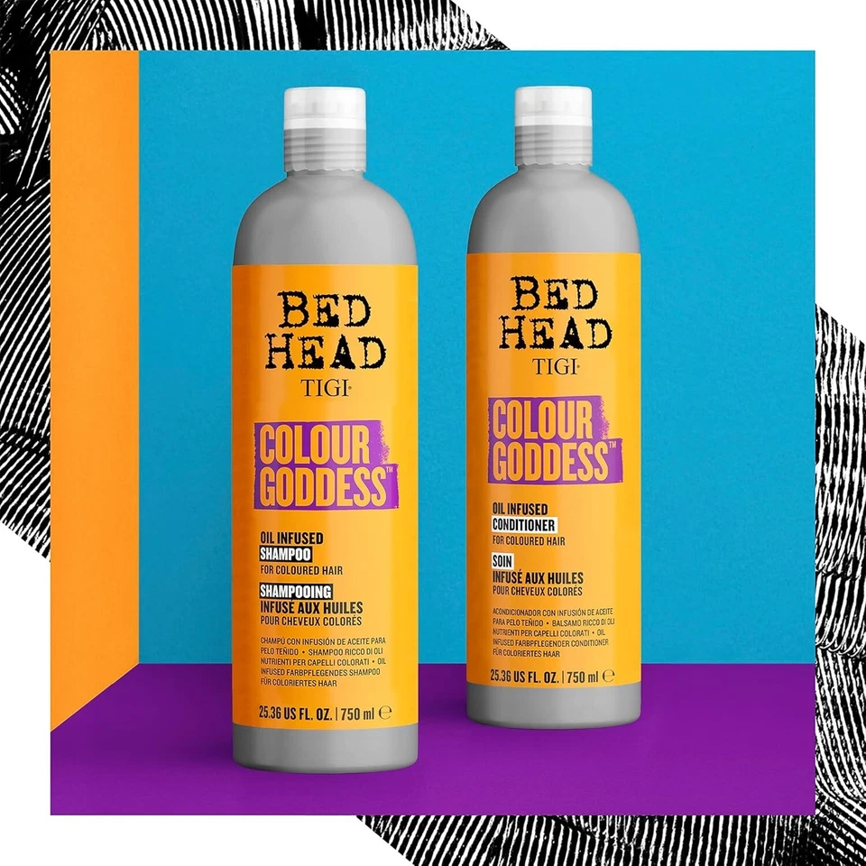 TIGI Bed Head Colour Goddess Oil Infused Shampoo & Conditioner 25.36 fl oz | Color-Treated Hair Care | Nourishing & Shine-Enhancing