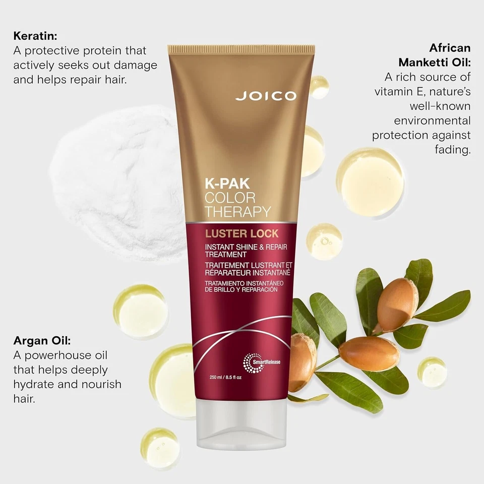 joico k-pak color therapy luster lock 8.5 fl oz | color protecting hair treatment | shine & repair hair care