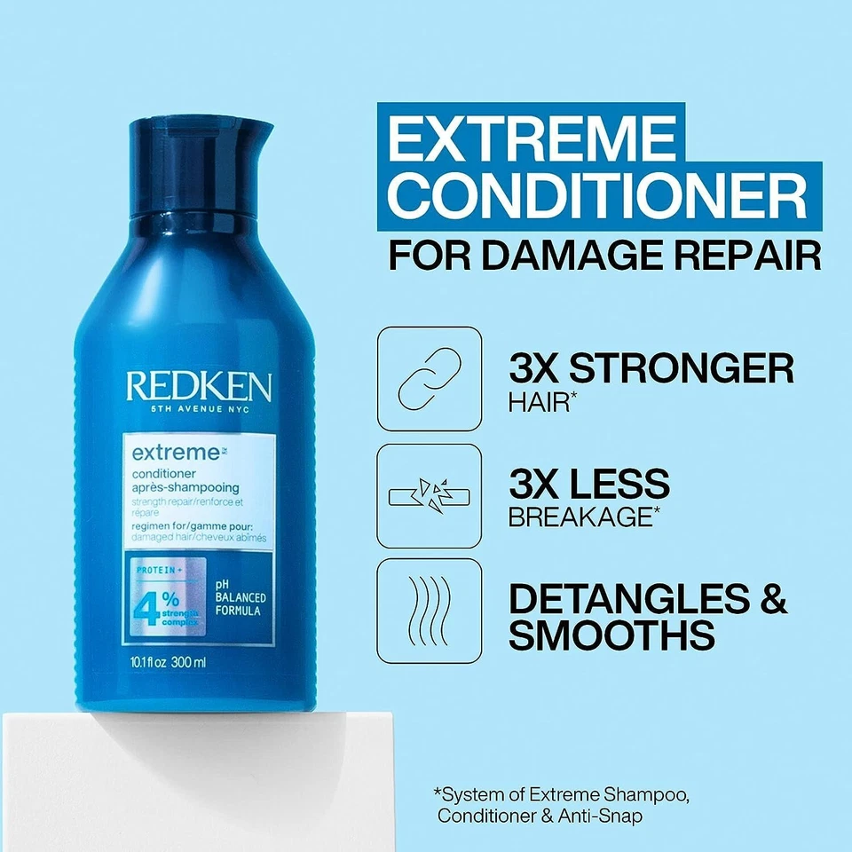 Redken Extreme Shampoo and Conditioner Set | Strengthening Hair Repair Duo | Professional Salon Formula