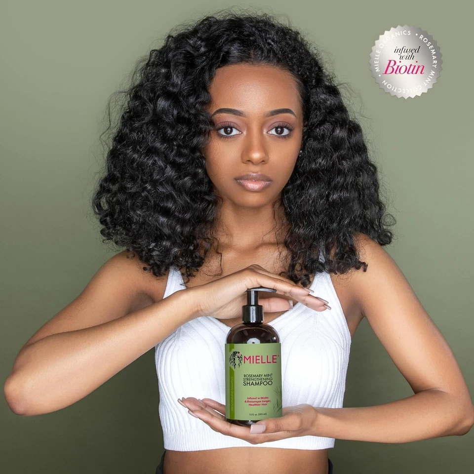Mielle Organics Rosemary Mint Strengthening Shampoo & Conditioner Set 12 oz Each | Nourishing Hair Care | Strength & Growth
