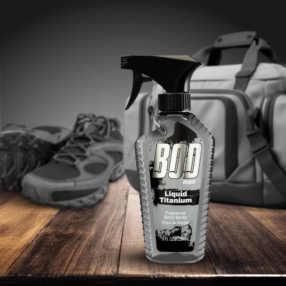 bod man fragrance body spray 3 pack liquid titanium 8 fl oz | men’s deodorant & body spray | long-lasting fresh scent