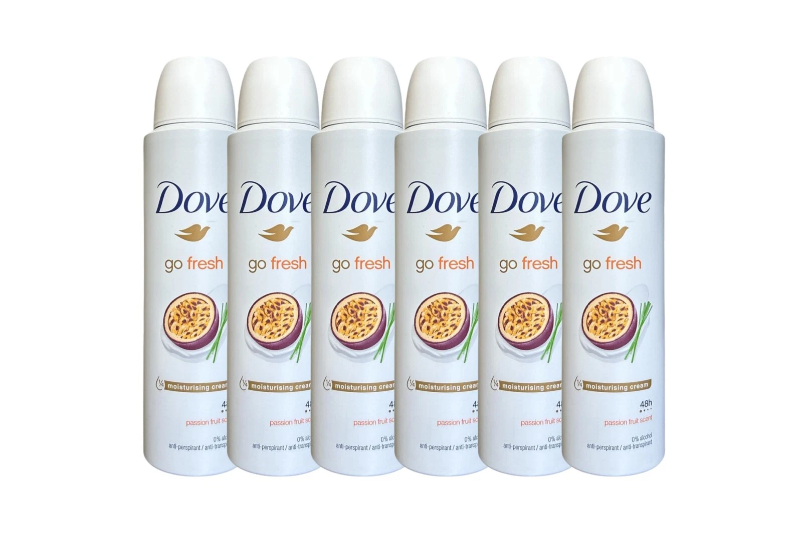 Dove Go Fresh Passion Fruit Antiperspirant Body Spray 6 Pack 150 ml / 5 oz | Long-Lasting Freshness & Sweat Protection