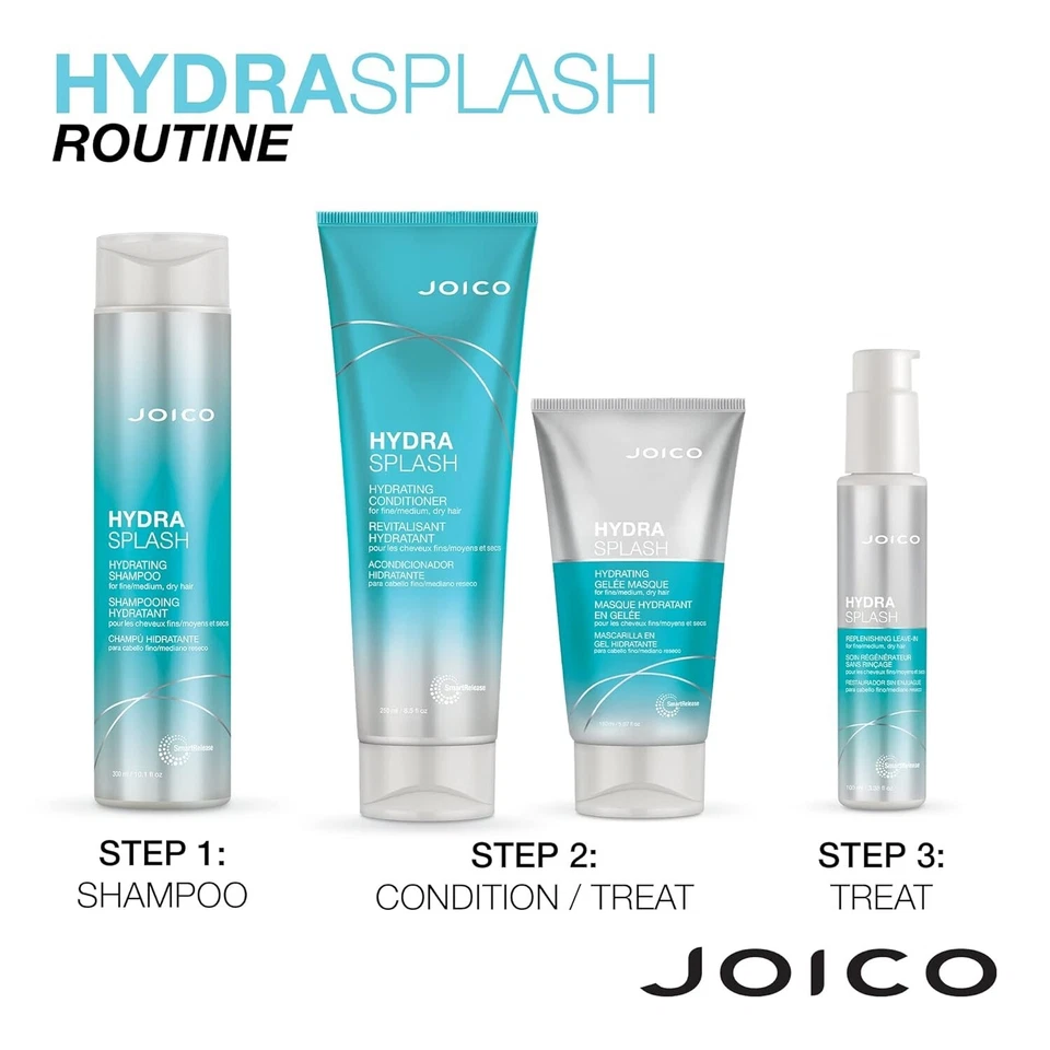 joico hydrasplash hydrating shampoo & conditioner set | 10.1 oz & 8.5 oz | moisturizing hair care duo