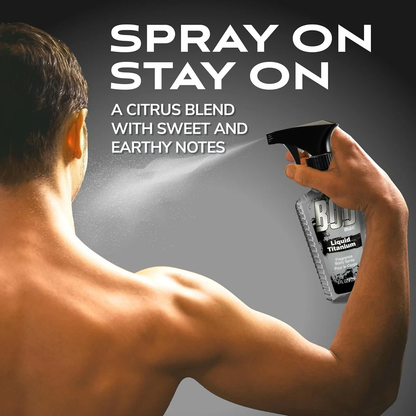 BOD Man Fragrance Body Spray 3 Pack Liquid Titanium 8 fl oz | Men’s Deodorant & Body Spray | Long-Lasting Fresh Scent
