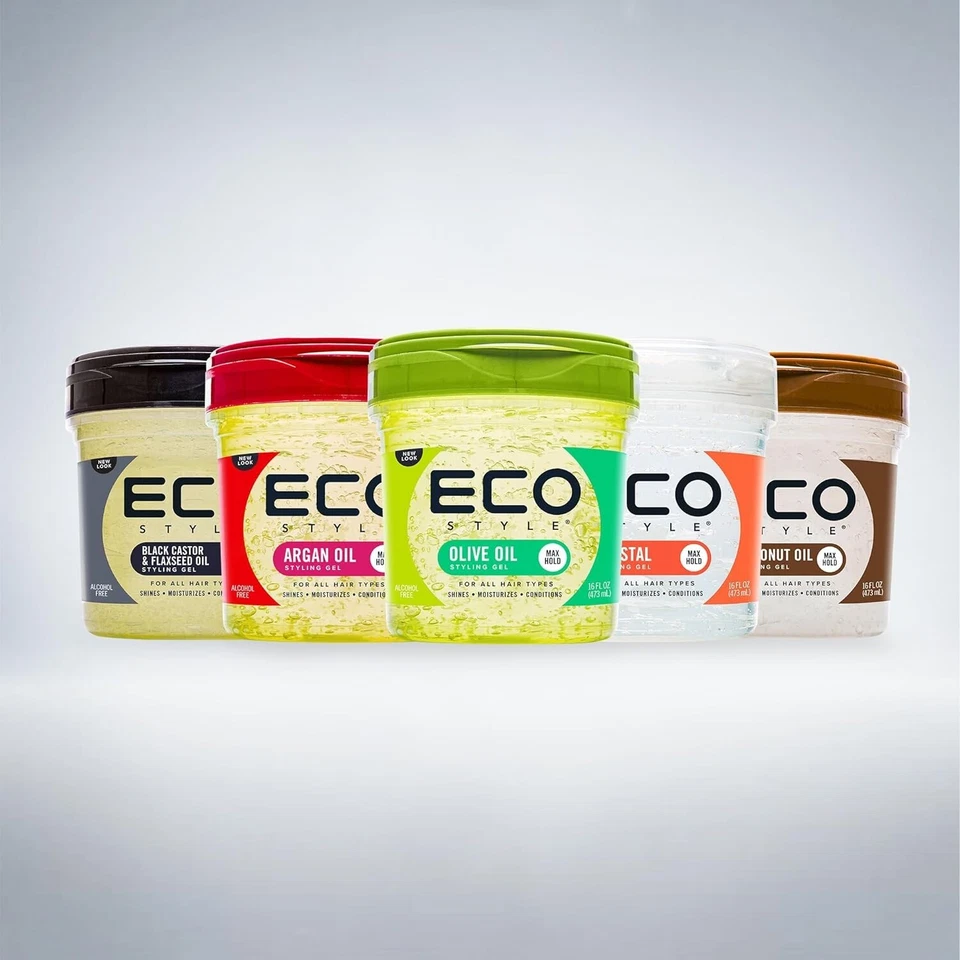 eco style gel olive oil 3 pack 8 oz | hair styling gel with moisturizing olive oil | strong hold hair gel