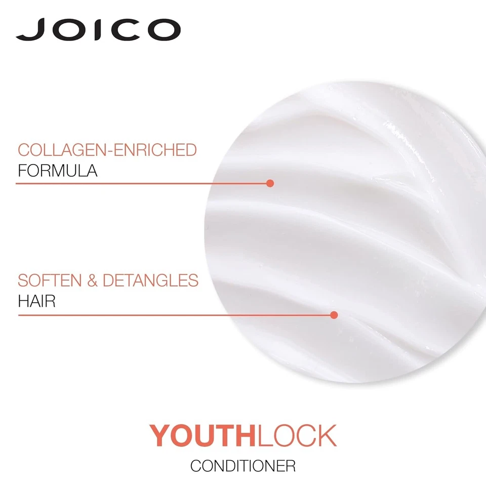 Joico YouthLock Shampoo & Conditioner Set | Collagen Infused Hair Care | Strengthening & Anti-Aging Hair Duo