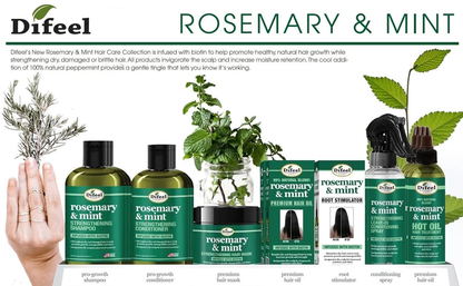 Difeel Rosemary & Mint Shampoo and Conditioner | Hair Strengthening Hair Care Set | Nourishing & Refreshing Formula