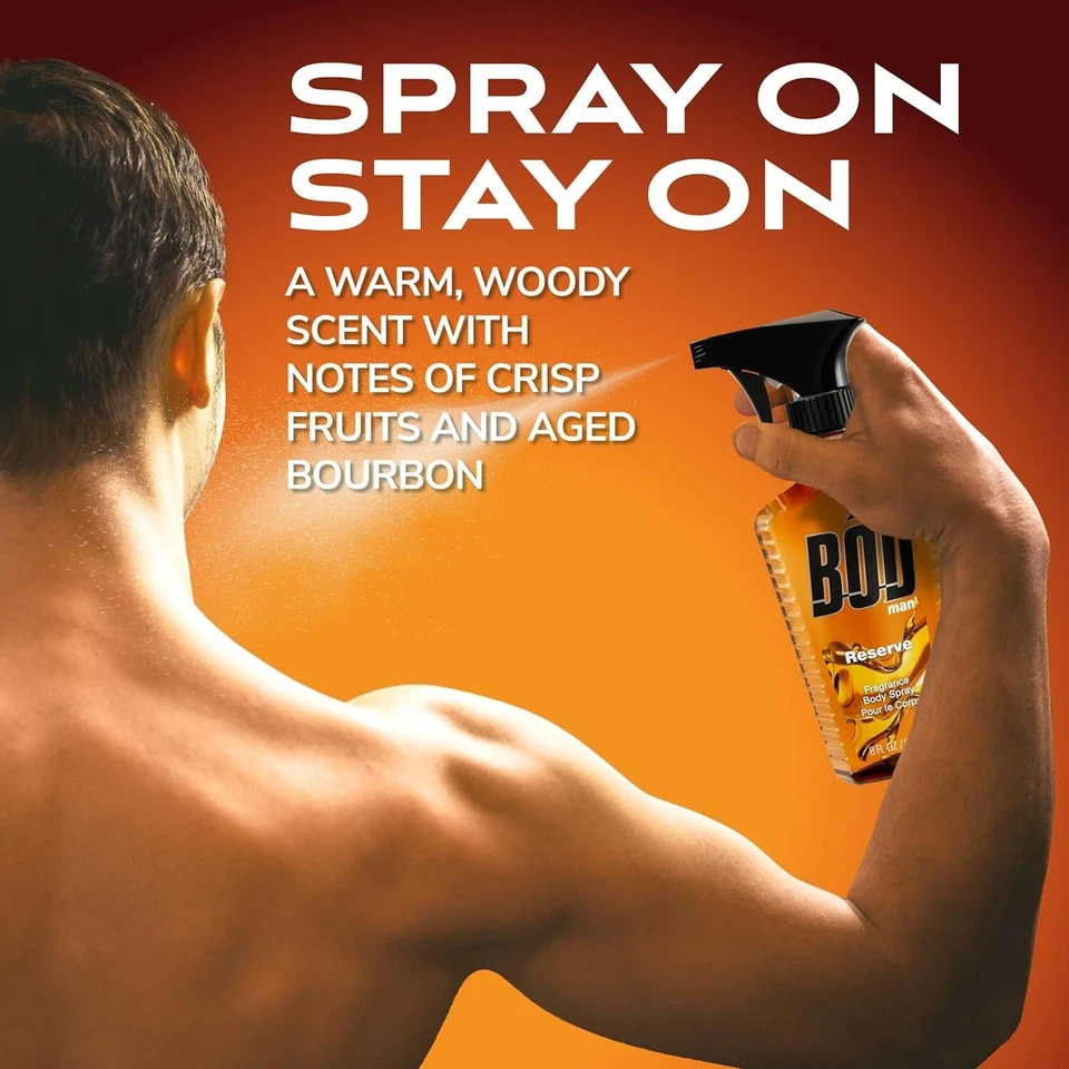 BOD Man Fragrance Body Spray 3 Pack Reserve 8 fl oz | Men’s Deodorant & Body Spray | Long-Lasting Fresh Scent