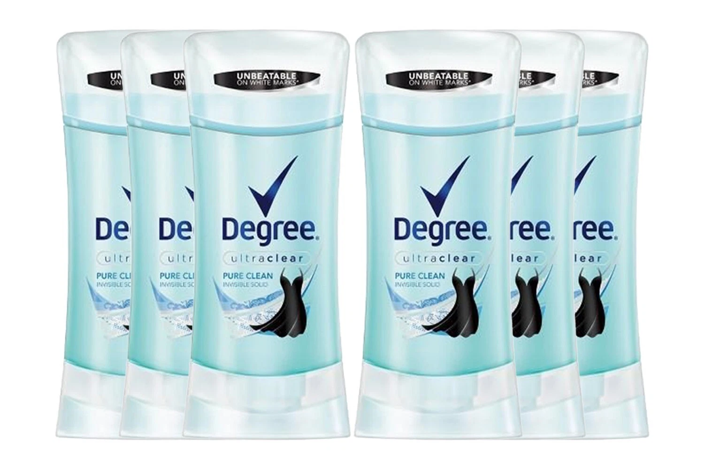 degree antiperspirant for women 6 pack | pure clean deodorant | long-lasting sweat & stain protection