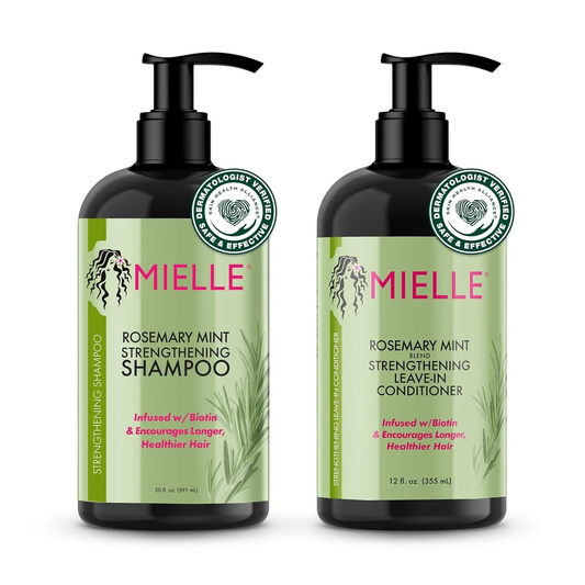 Mielle Organics Rosemary Mint Strengthening Shampoo & Conditioner Set 12 oz Each | Nourishing Hair Care | Strength & Growth