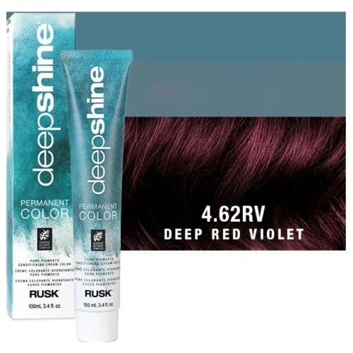 Rusk Deepshine Permanent Hair Color 4.62 RV Deep Red Violet | Vibrant Red-Violet Hair Dye | Professional Salon Hair Color