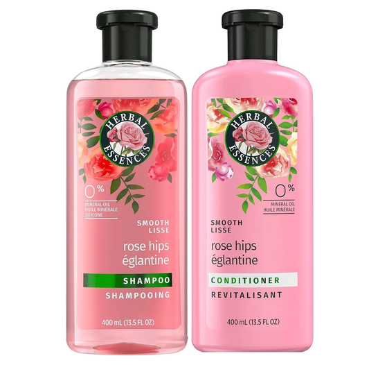 Herbal Essences Rose Hips Smooth Shampoo & Conditioner Set 13.5 fl oz Each | Hydrating Hair Care | Smooth & Soft Hair Duo