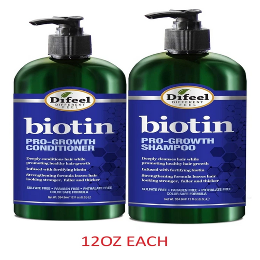 Difeel Pro-Growth Biotin Shampoo & Conditioner | Hair Loss & Thinning Hair Treatment | Strengthening Hair Care Set