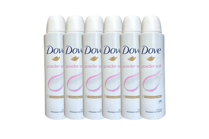 Dove Powder Soft Antiperspirant Body Spray 6 Pack 150 ml / 5 oz | Long-Lasting Sweat & Odor Protection | Fresh & Smooth Skin