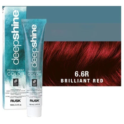 Rusk Deepshine Permanent Hair Color 6.6 R Brilliant Red | Vibrant Red Hair Dye | Professional Salon Hair Color