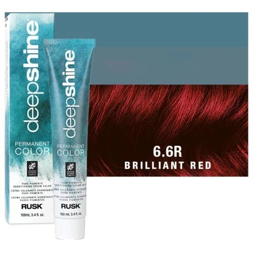 Rusk Deepshine Permanent Hair Color 6.6 R Brilliant Red | Vibrant Red Hair Dye | Professional Salon Hair Color