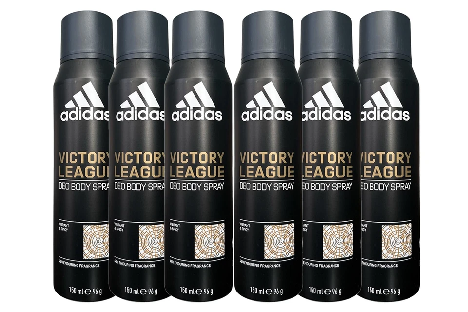 adidas victory league deo body spray 6 pack | 48h long-lasting men's fragrance | 150ml / 5.07 oz each