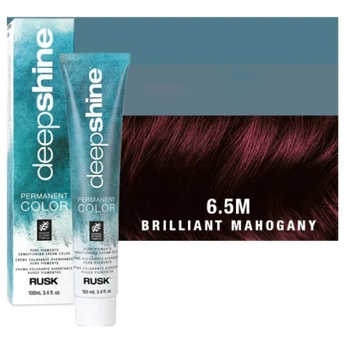 Rusk Deepshine Permanent Hair Color 6.5 M Brilliant Mahogany 3.4 fl oz | Vibrant Mahogany Hair Dye | Professional Salon Hair Color
