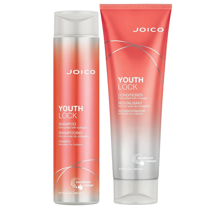 Joico YouthLock Shampoo & Conditioner Set | Collagen Infused Hair Care | Strengthening & Anti-Aging Hair Duo