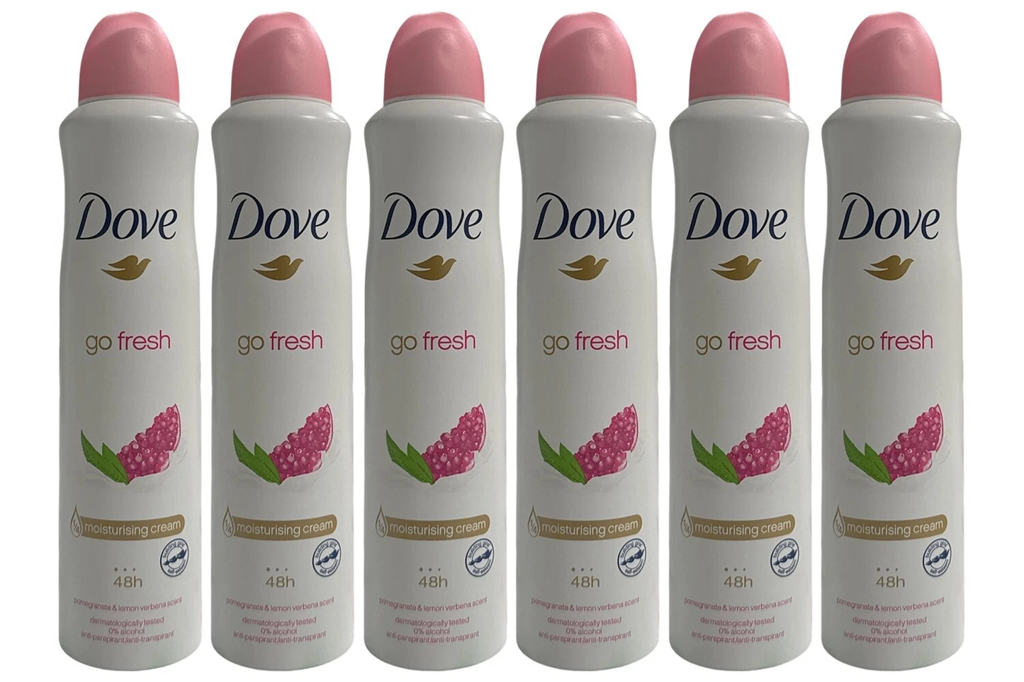 dove go fresh pomegranate & lemon verbena deodorant spray 6 pack 250 ml / 8.45 fl oz | long-lasting freshness & odor protection