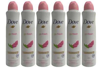 Dove Go Fresh Pomegranate & Lemon Verbena Deodorant Spray 6 Pack 250 ml / 8.45 fl oz | Long-Lasting Freshness & Odor Protection