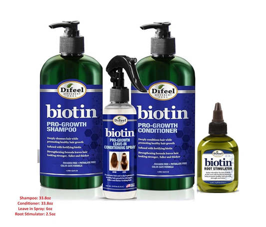 Difeel Biotin Regimen for Hair Growth - 4-Step Shampoo, Condition and Treatment