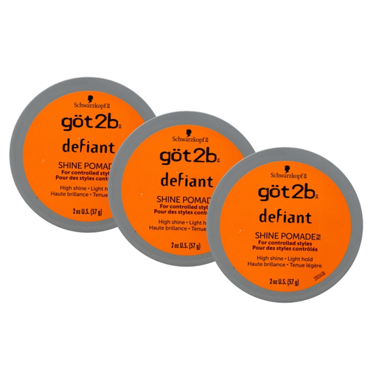 Got2b Defiant Shine Pomade 3 Pack | Hair Styling Pomade for Shine & Hold | Professional Hair Grooming