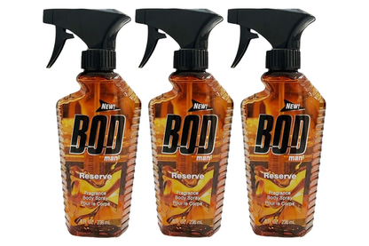 BOD Man Fragrance Body Spray 3 Pack Reserve 8 fl oz | Men’s Deodorant & Body Spray | Long-Lasting Fresh Scent
