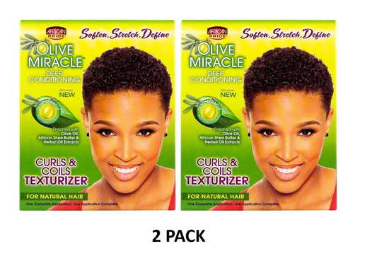 African Pride Olive Miracle Curls & Coils Texturizer 2 Pack | Curl Defining Hair Treatment | Moisturizing & Strengthening
