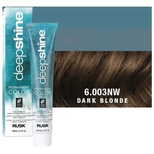 Rusk Deepshine Permanent Hair Color 6.003NW Dark Blonde 3.4 fl oz | Vibrant Blonde Hair Dye | Professional Salon Hair Color