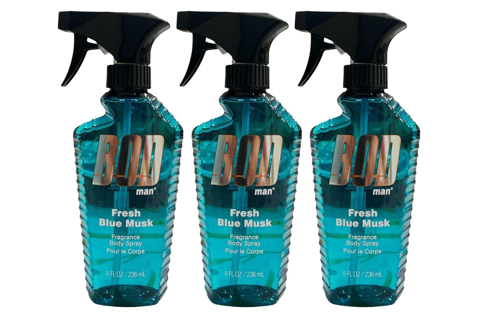 BOD Man Fragrance Body Spray 3 Pack Fresh Blue Musk 8 fl oz | Men’s Deodorant & Body Spray | Long-Lasting Fresh Scent