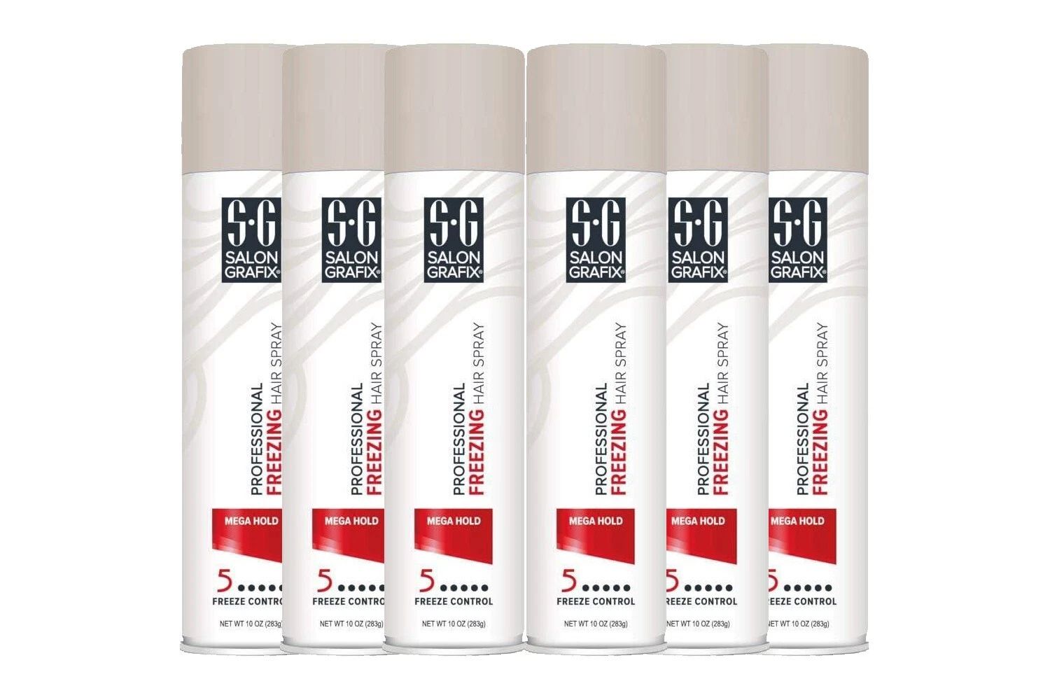Salon Grafix Hairspray Freezing Mega Hold 6 Pack 10 oz / 295 ml Each | Strong Hold Styling Spray | Professional Hair Spray
