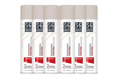Salon Grafix Hairspray Freezing Mega Hold 6 Pack 10 oz / 295 ml Each | Strong Hold Styling Spray | Professional Hair Spray
