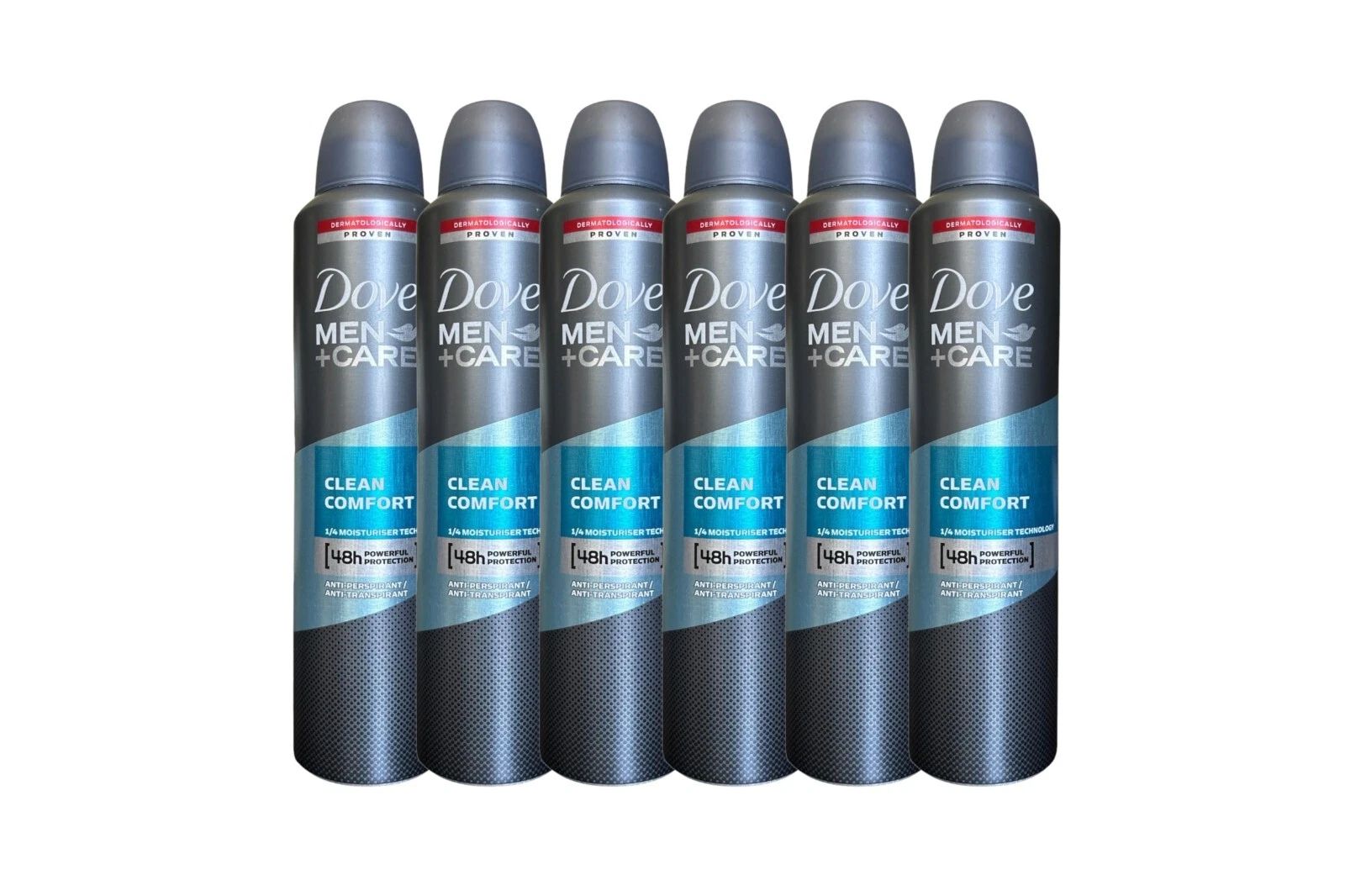Dove Men+Care Clean Comfort Spray 6 Pack 250 ml / 8.4 oz | International Version | Long-Lasting Sweat & Odor Protection