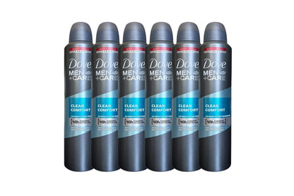 Dove Men+Care Clean Comfort Spray 6 Pack 250 ml / 8.4 oz | International Version | Long-Lasting Sweat & Odor Protection
