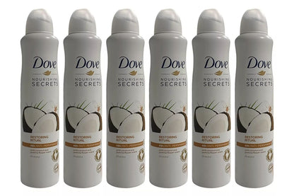 Dove Nourishing Secrets Anti-Perspirant Spray 6 Pack 250 ml | Coconut & Jasmine Scent | Long-Lasting Sweat & Odor Protection