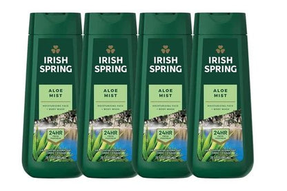 Irish Spring Aloe Mist Body Wash 4 Pack 20 fl oz | Men’s Moisturizing & Refreshing Body Wash | Long-Lasting Fresh Scent