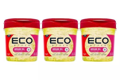 Eco Style Moroccan Argan Oil Styling Gel 3 Pack 8 oz | Strong Hold Hair Gel | Nourishing & Moisturizing Hair Styling Gel