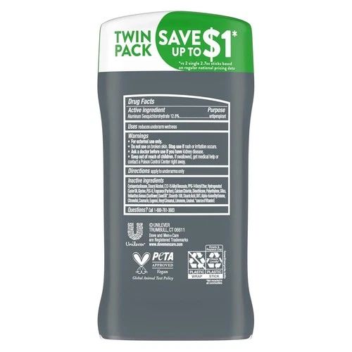 dove men+care extra fresh antiperspirant deodorant stick twin pack | long-lasting sweat & odor protection | men’s deodorant
