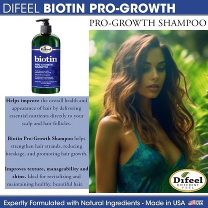 Difeel Biotin Regimen Hair Growth 5 PC Set 33.8 oz | Shampoo & Conditioner | Strengthening & Thinning Hair Treatment