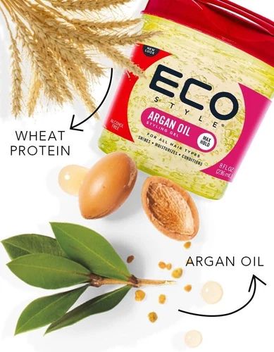Eco Style Moroccan Argan Oil Styling Gel 3 Pack 8 oz | Strong Hold Hair Gel | Nourishing & Moisturizing Hair Styling Gel