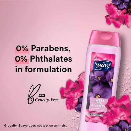 Suave Body Wash Variety Pack 18 fl oz | Sweet Pea & Violet + Wild Cherry Blossom | Moisturizing & Refreshing Body Wash