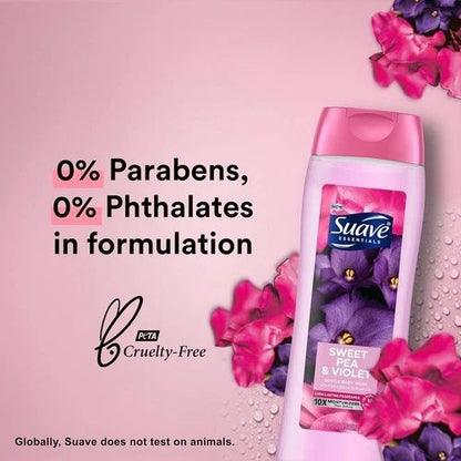 Suave Body Wash Variety Pack 18 fl oz | Sweet Pea & Violet + Wild Cherry Blossom | Moisturizing & Refreshing Body Wash