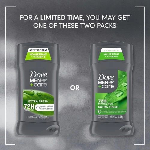Dove Men+Care Extra Fresh Antiperspirant Deodorant Stick Twin Pack | Long-Lasting Sweat & Odor Protection | Men’s Deodorant