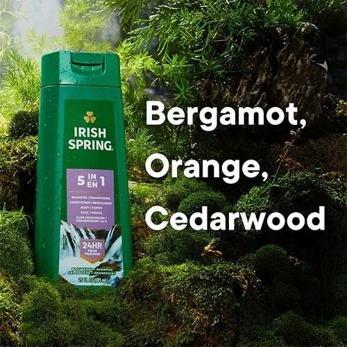 irish spring 5 in 1 body wash 4 pack 20 fl oz | men’s multi-use body wash | cleansing & refreshing hair & body care